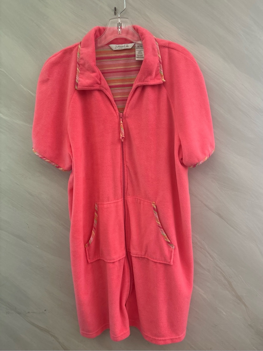Jasmine Rose Intimates XL Pink Terry Cloth Zip Up Robe